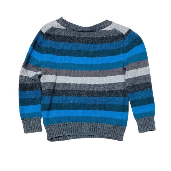 Baby Gap Knit Wool Blue and Grey Striped Sweater - Picture 2 of 2
